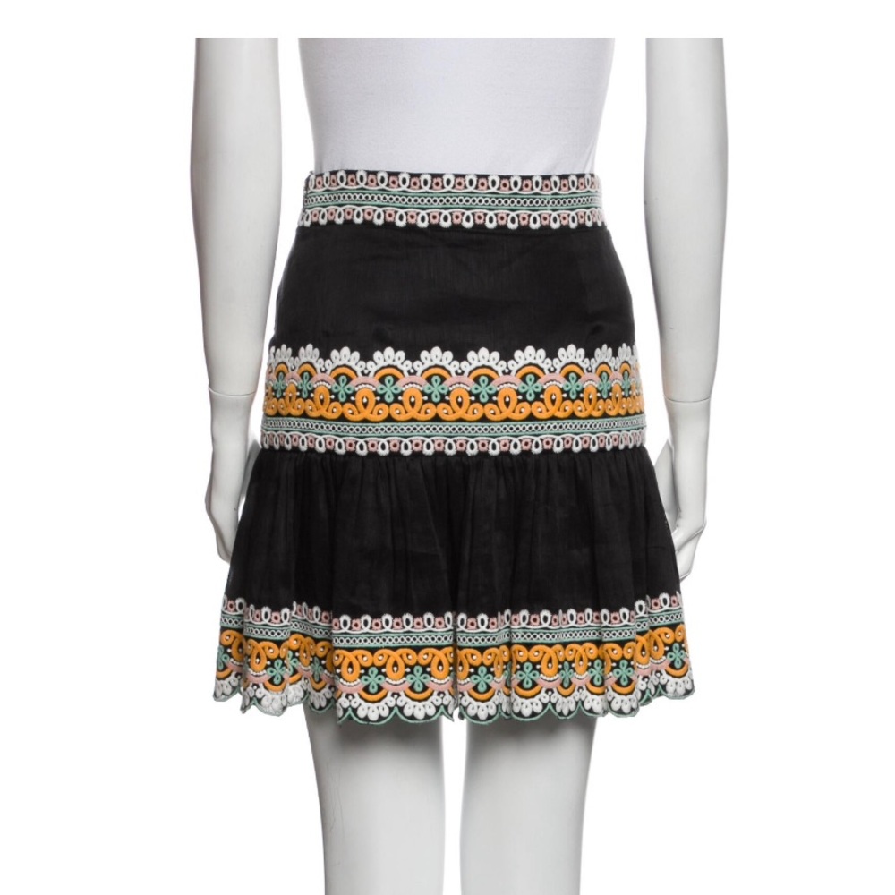 Embroidered Amur linen mini skirt black multicolour size XS/0